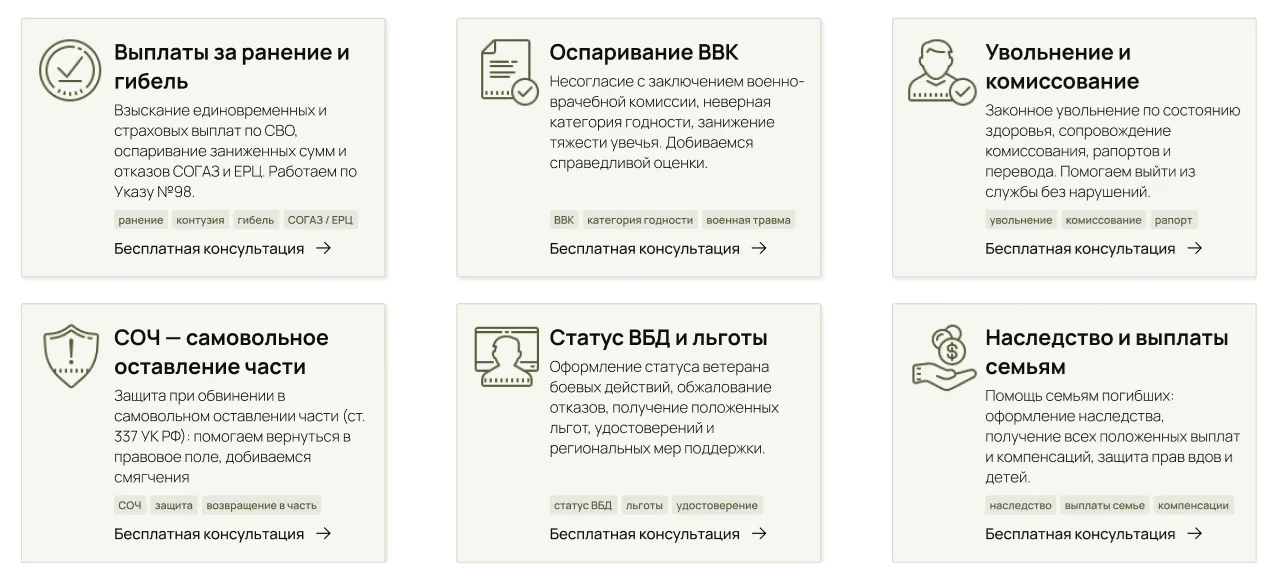 услуги военного юриста для получения лидов