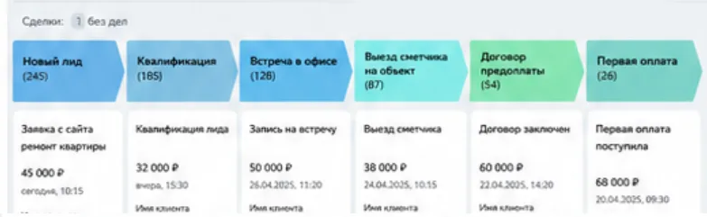 скрин срм по ремонту квартир
