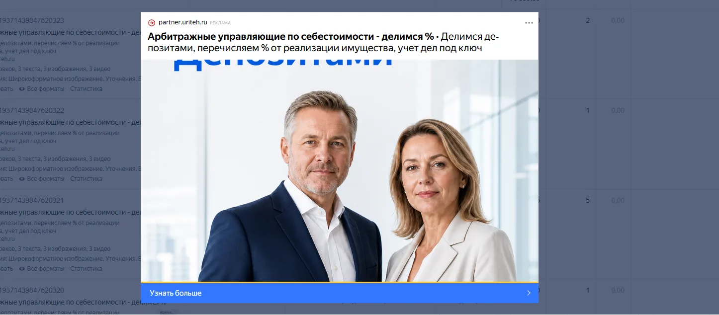 реклама арбитражных управляющих